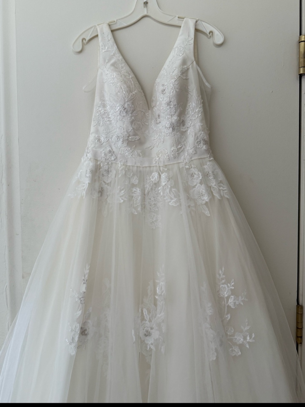 Wedding dress with sheer sides + veil